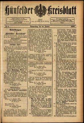 Ausgabe vom Donnerstag, den 14. Januar 1897.