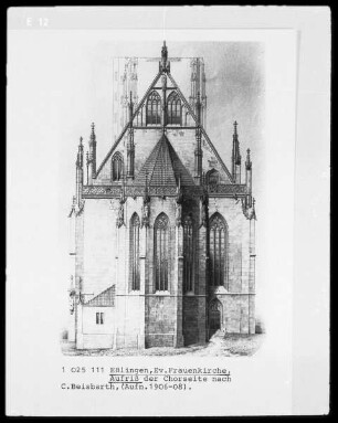 Aufriß der Chorseite der Frauenkirche in Eßlingen am Neckar