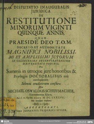 De restitutione minorum viginti quinque annis