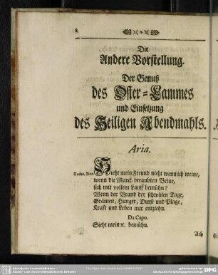 Die Andere Vorstellung. Der Genuß des Oster-Lammes und Einsetzung des Heiligen Abendmahls