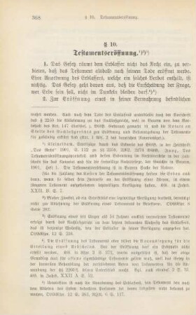 § 10. Testamentseröffnung