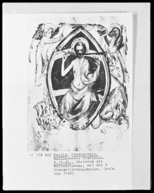Berlinisches Stadtbuch: Christus als Weltenrichter mit den vier Evangelistensymbolen