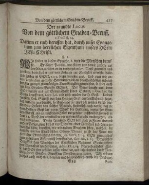 Der neundte Locus Von dem göttlichen Gnaden-Beruff.