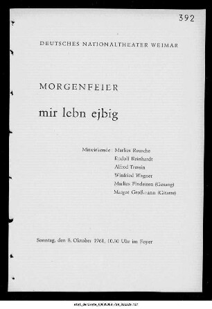 Morgenfeier mir lebn ejbig