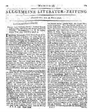 Lessing, K. G.: Gotthold Ephraim Lessings Leben. T. 3. Nebst seinem noch übrigen litterarischen Nachlasse. Hrsg. von K. G. Lessing. Berlin: Voß 1795