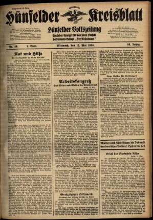 Erste Ausgabe vom Mittwoch, den 16. Mai 1934.