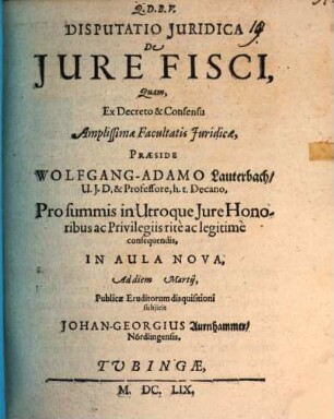 Diss. iur. de iure fisci
