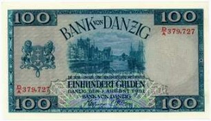 Geldschein, 100 Danziger Gulden, 1.8.1931
