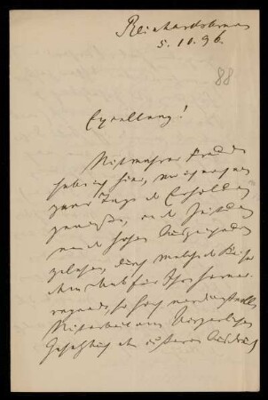 88: Brief von Rudolph Sohm an Gottlieb Planck, Reinhardsbrunn, 5.10.1896