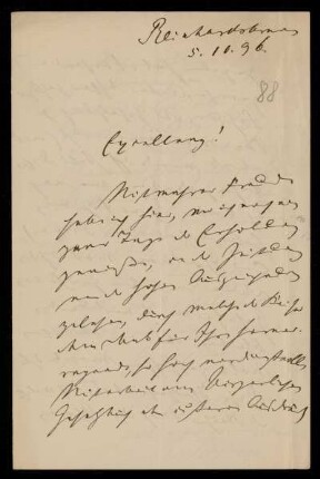 88: Brief von Rudolph Sohm an Gottlieb Planck, Reinhardsbrunn, 5.10.1896