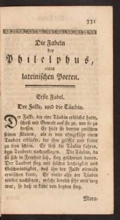 Erste Fabel - Zehnte Fabel