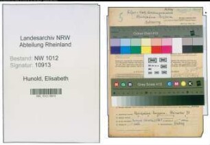 Entnazifizierung Elisabeth Hunold , geb. 20.05.1905 (Ordensschwester)