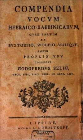 Compendia vocum hebraico-rabbinicarum