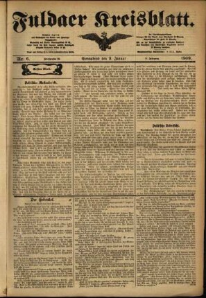 Erste Ausgabe vom Samstag, den 09. Januar 1909.