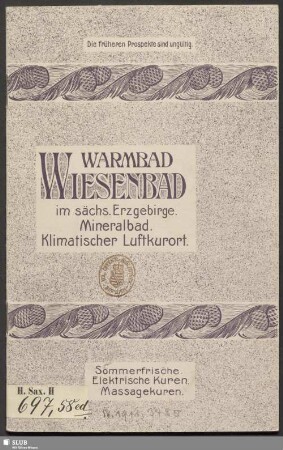 Warmbad Wiesenbad im sächs. Erzgebirge, Mineralbad, Klimatischer Luftkurort : Sommerfrische, Elektrische Kuren, Massagekuren