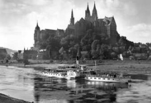 Meißen. Albrechtsburg u. Dom - Elbe m. Dampfer Meißen