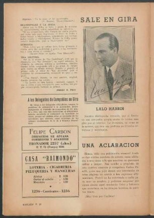 A los Delegados de Compañías en Gira