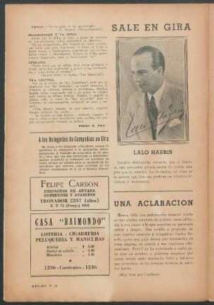 A los Delegados de Compañías en Gira