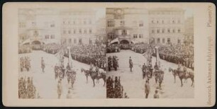 Zeremoniell vor dem Rathaus (Anlass unbekannt) : Plauen, Altmarkt. Zeremoniell vor dem Rathaus (Anlass unbekannt)