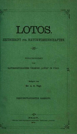 Lotos : naturwiss. Zeitschr., 23. 1873