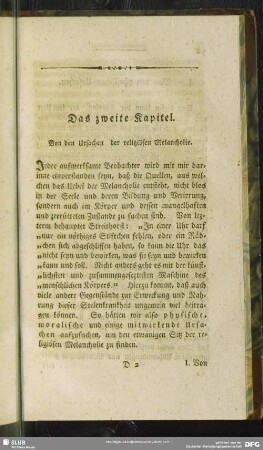 Das zweite Kapitel. Von den Ursachen der religiösen Melancholie