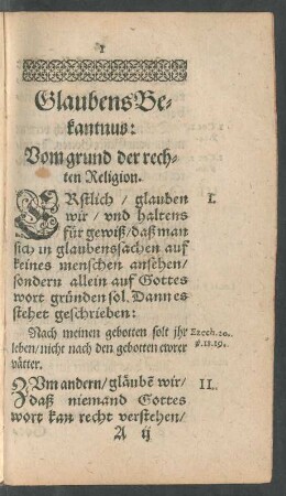 Glaubens Bekantnus: