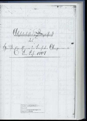 Alphabetisches Verzeichnis der Hausbesitzer der Freiheiter Obergemeinde im Jahre 1707