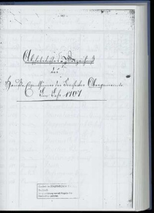 Alphabetisches Verzeichnis der Hausbesitzer der Freiheiter Obergemeinde im Jahre 1707