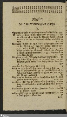 Register derer merkwürdigsten Sachen