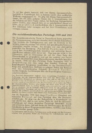 Die sozialdemokratischen Parteitage 1910 und 1911