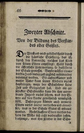 Zweyter Abschnitt. Von der Bildung des Verstandes oder Geistes.