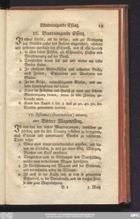 17. Essentia (stomachica) amara, oder Bittere Magenessenz.