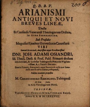 Arianismi antiqui et novi breves lineae