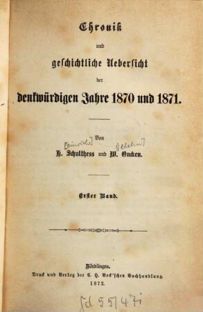 Europäischer Geschichtskalender. [11] 1870/71 (1872)