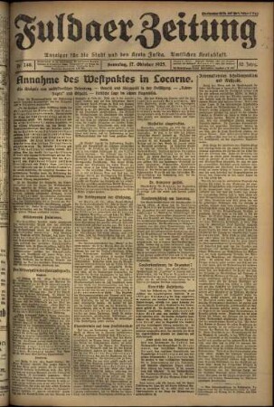 Ausgabe vom Samstag, den 17. Oktober 1925.