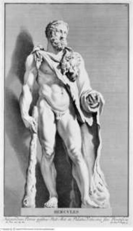 Statuae insigniores a Io. Iust. Preislero in Italico itenere delineatae, Norimbergae : Ge. Mart. Preisler, 1736Taf. 12: Herkules - J.J. Preisler, Statue insigniores