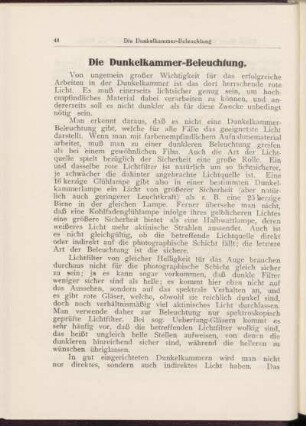 Die Dunkelkammer-Beleuchtung.