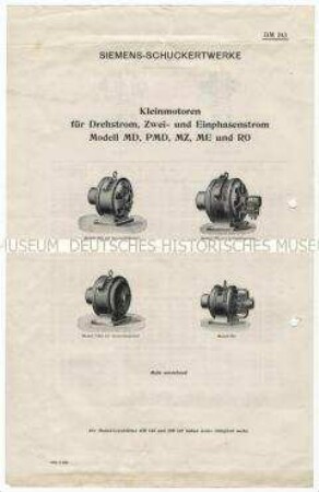 Kleinmotoren für Drehstrom, Zwei- und Einphasenstrom