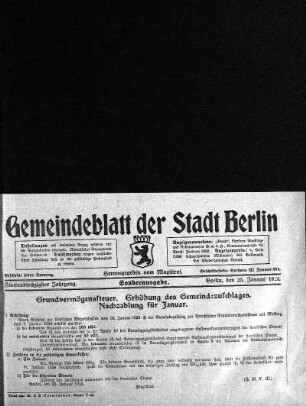 Sonderausgabe, 25. Januar 1924