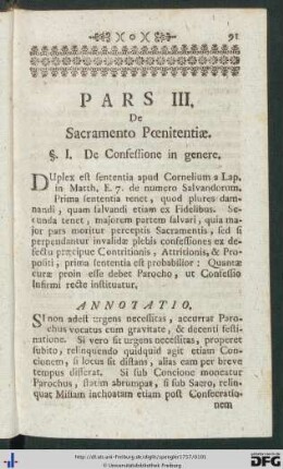 Pars III. De Sacramento Poenitentiae.