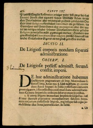 Sectio II. De Litigiosi corporis nondum separati administratione