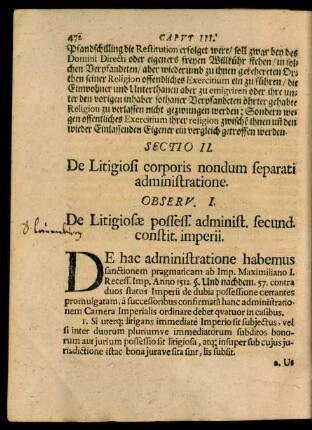Sectio II. De Litigiosi corporis nondum separati administratione