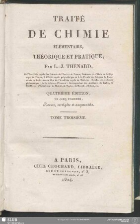 3: Traité De Chimie Élémentaire, Théorique Et Pratique