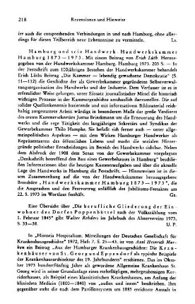 Hamburg und sein Handwerk, Handwerkskammer Hamburg 1873 - 1973, mit einem Beitrag von Erich Lüth, hrsg. von der Handwerkskammer Hamburg : Hamburg, Christians, 1973