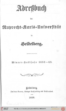 Wintersemester 1859/1860