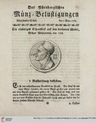 Achtehendes Stück. EIn einseitiges Schaustück auf den berühmten Maler Michael Wohlgemuth, von 1508