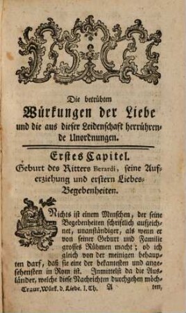 Die traurigen Würkungen der Liebe, und die Ausschweifungen dieser Leidenschaft, 1
