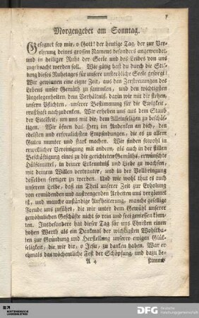 Morgengebet am Sonntag.