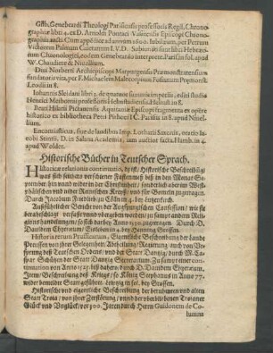 Historische Bücher in Teutscher Sprach.