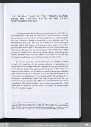 The Coastal Trade Of The Ottoman Empire, From The Mid-Eighteenth To The Early Nineteenth Centuries
